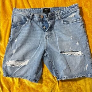 Forever 21 Light Blue Distressed Jean Shorts